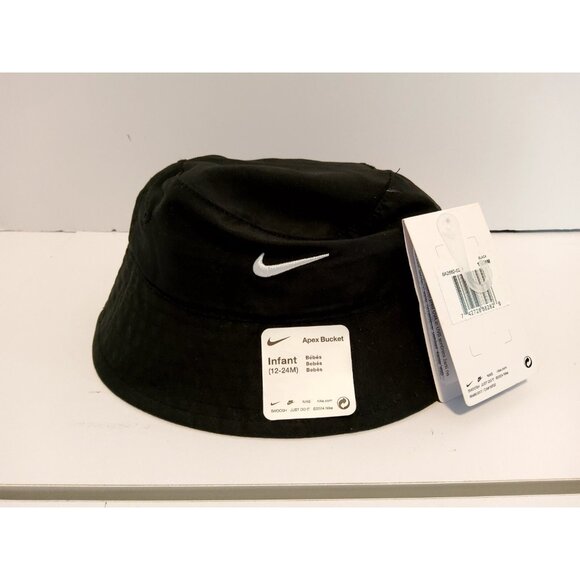 Nike Infant 12/24M Apex Bucket Hat w Strap Closure - Black UPF 40+ NWT - Picture 1 of 7